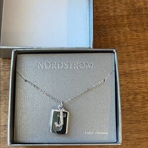 Nordstrom Elegant Silver J Necklace